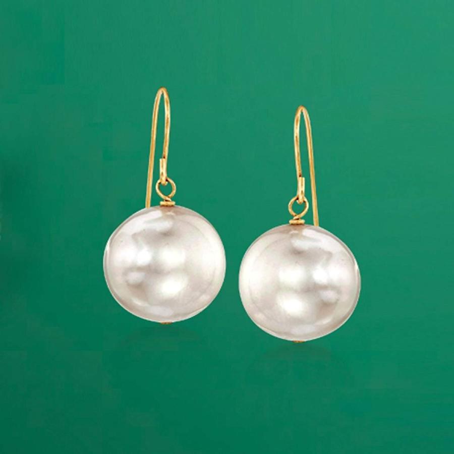 Ross-Simons 11mm Cultured Pearl Drop Earrings in 14kt Yellow Gold