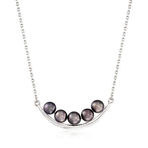 最新の激安 Ross-Simons 5.5-6mm Black Cultured Pearl Curved Bar Necklace in Sterli, beqube(ビーキューブ) c0be19fe