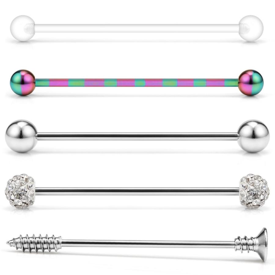 偉大な Ruifan 5pcs 14 Gauge Stripe Print Ball Crystal Clear Ball Screw Indust 偉大な World Of Heating De