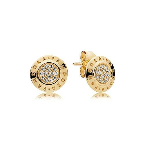 Pandora Shine Logo Gold Stud Earrings 260559CZ