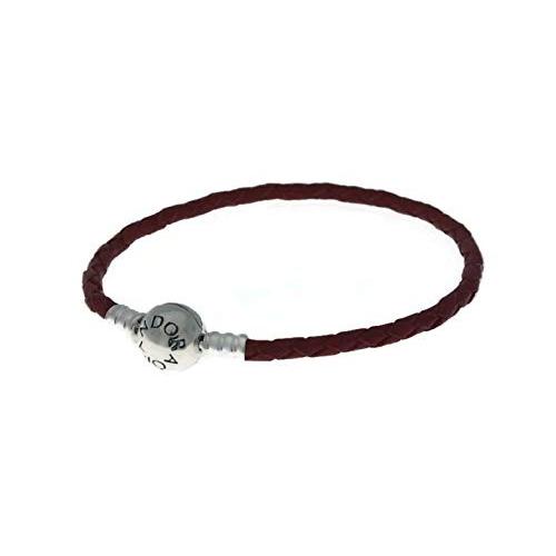 PANDORA Red Braided Single-Leather Charm Bracelet, 590745CRD-S3｜twilight-shop