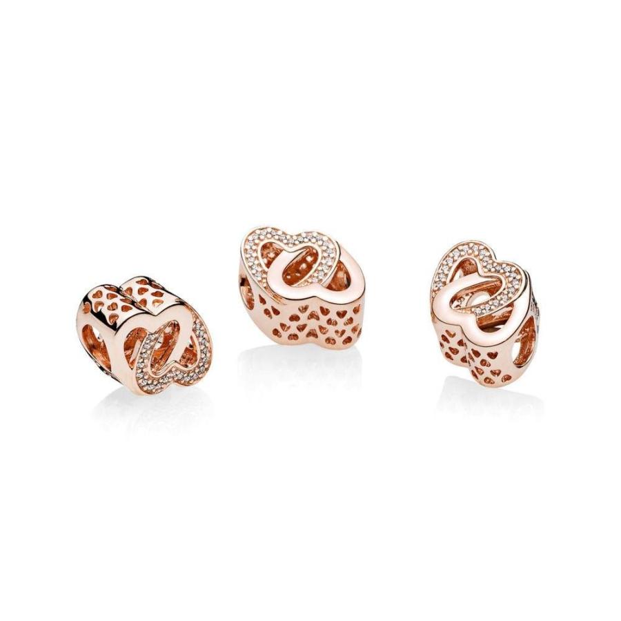 PANDORA Entwined Love Charm, Rose Gold & Clear CZ, 781880CZ