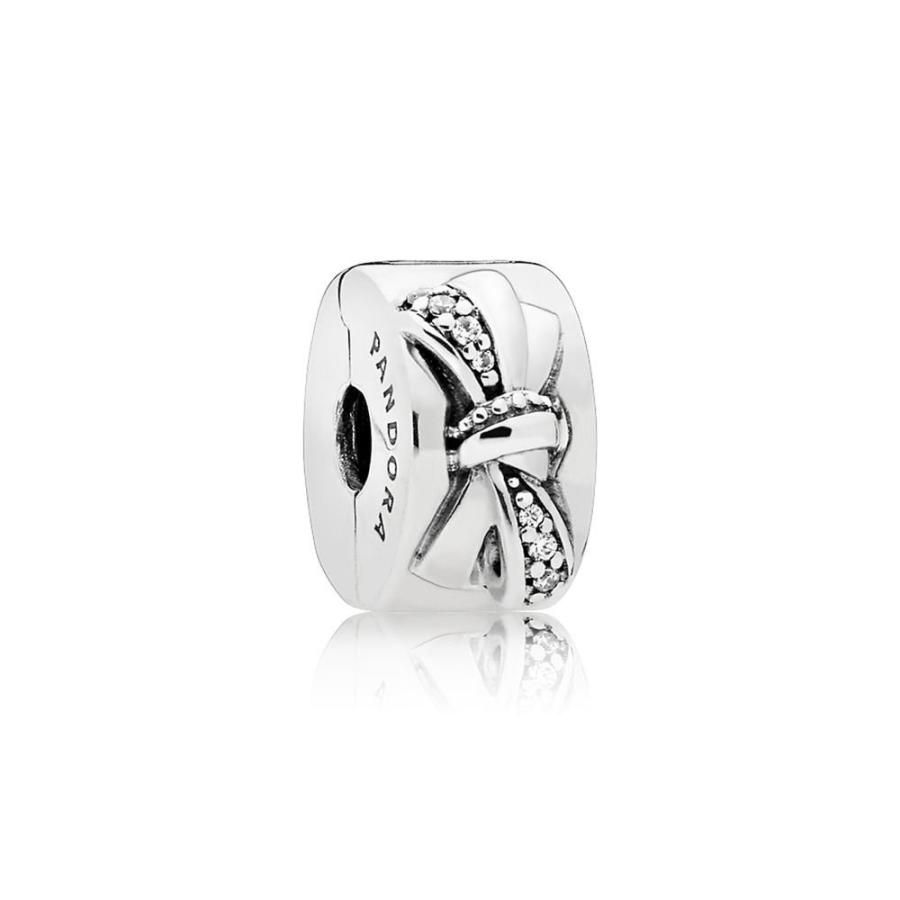 PANDORA Shiny Bow Clip Charm， 797304CZ