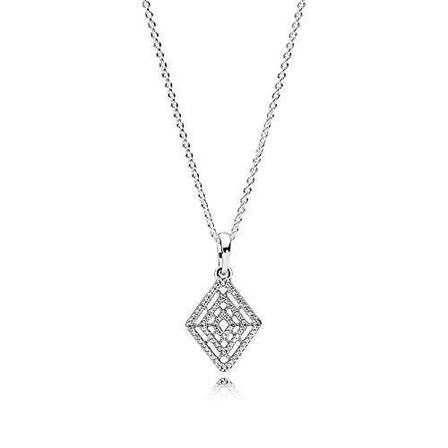 Pandora Geometric Lines Necklace and Pendant, Clear CZ 396209CZ-60 Cen