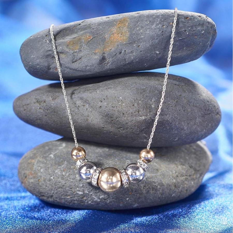 Ross-Simons Sterling Silver and 14kt Yellow Gold Bead Necklace With .3