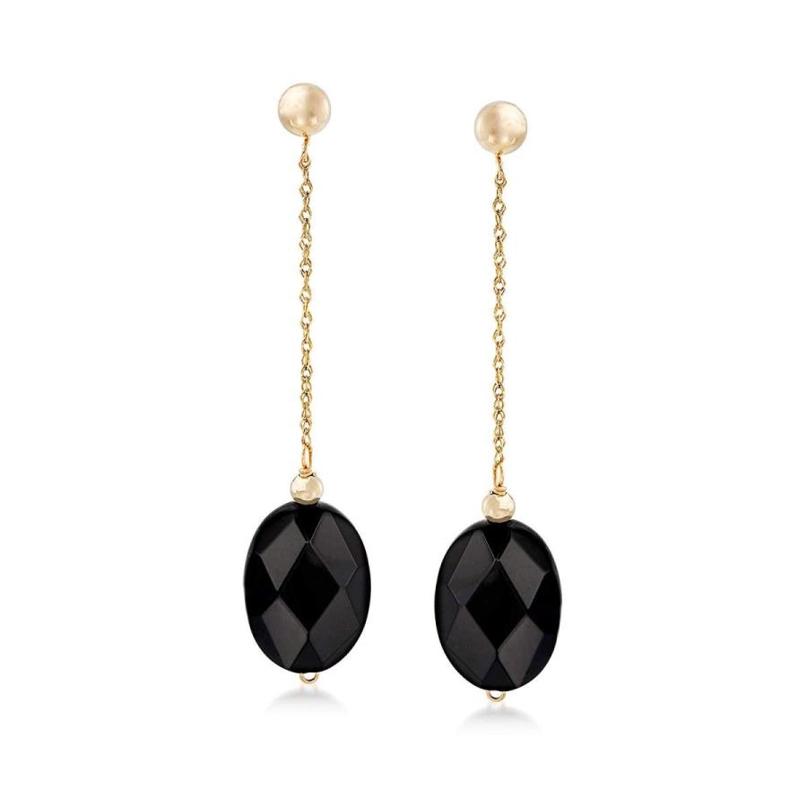 Ross-Simons Oval Black Onyx Bead and 14kt Yellow Gold Chain Drop Earri