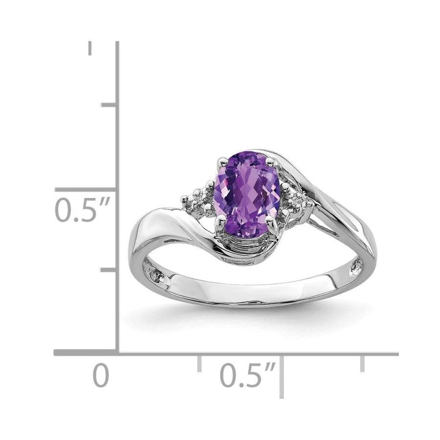 925 Sterling Silver Diamond Purple Amethyst Oval Band Ring Size 6.00 G