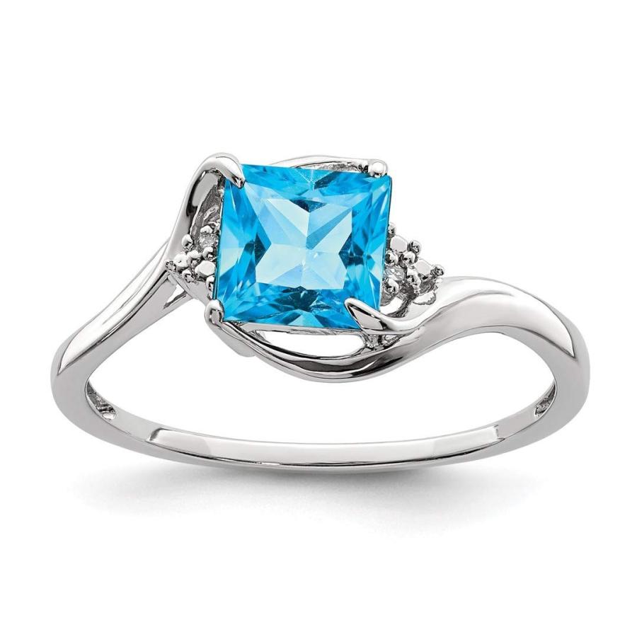 925 Sterling Silver Diamond London Blue Topaz Band Ring Size 7.00 Gems
