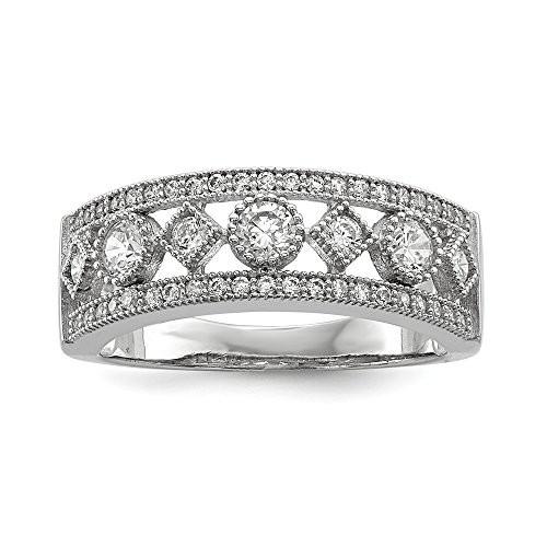 925 Sterling Silver Cubic Zirconia Cz Band Ring Size 7.00 Engagement S