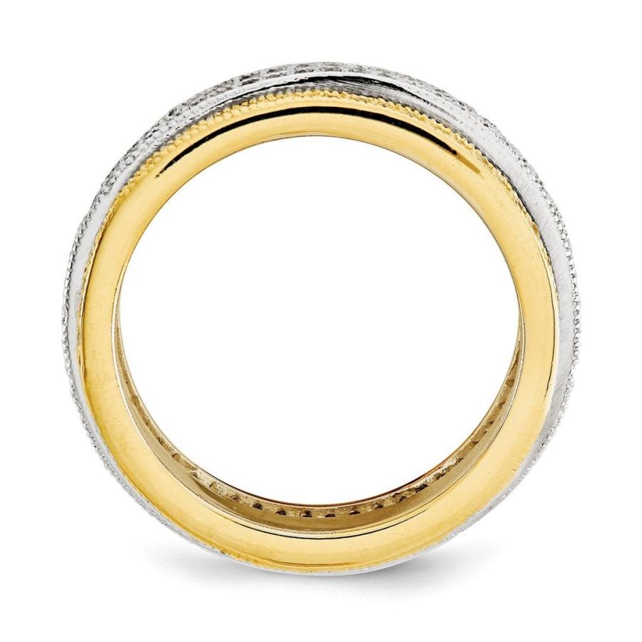 925 Sterling Silver Tri Color Yellow White Gold Eternity Motion Band R
