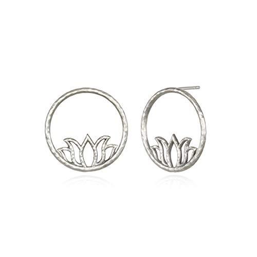 Satya Jewelry Lotus Earrings Hoop Earring, Silver, One Size