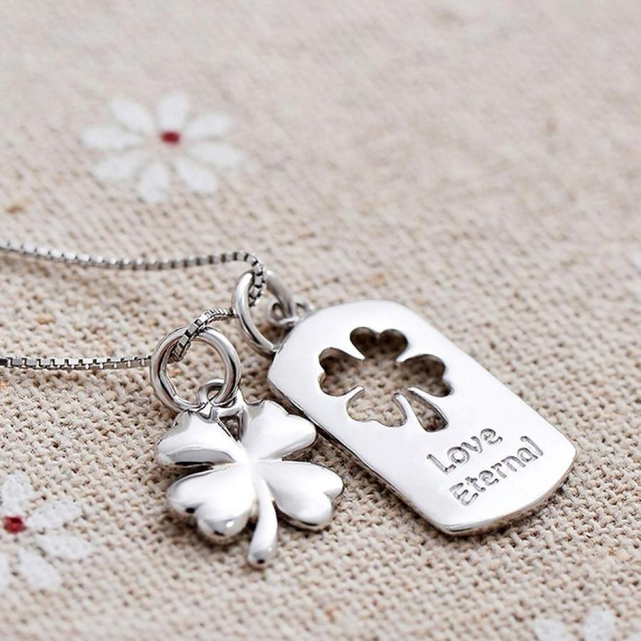 Match of Life Sterling Silver Eternal Love Four Leaf Clover Pendant Ne｜twilight-shop｜08