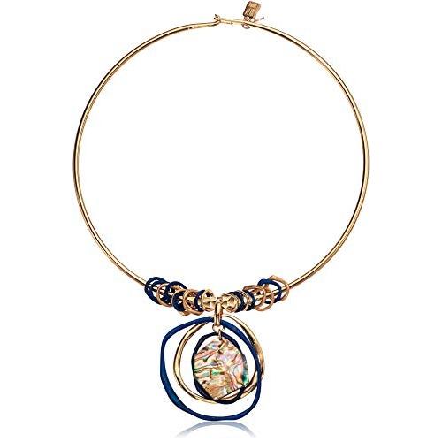 品質満点！ Robert Lee Morris Soho Women's Abalone Pendant Round Wire Necklace, On ネックレス、ペンダント