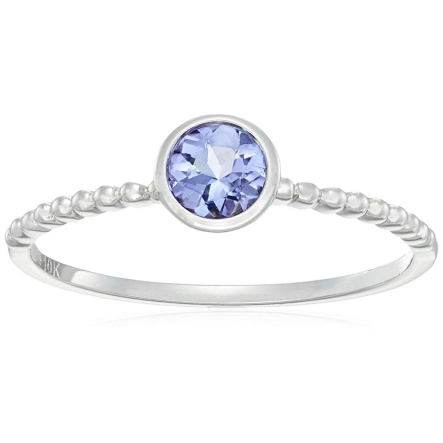 全商品オープニング価格特別価格 10k White Gold Tanzanite Solitaire Beaded Shank Stackable Ring Size 7 激安ブランド Secretoftheislands Com