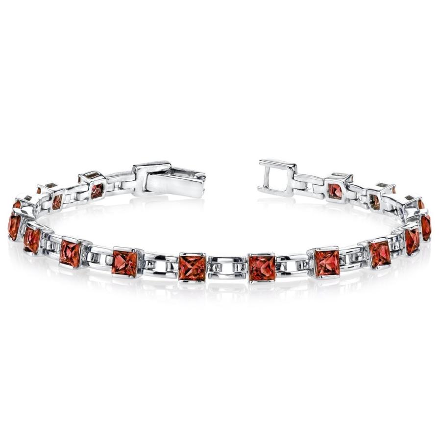 Garnet Bracelet Sterling Silver Princess Cut 6.00 Carats