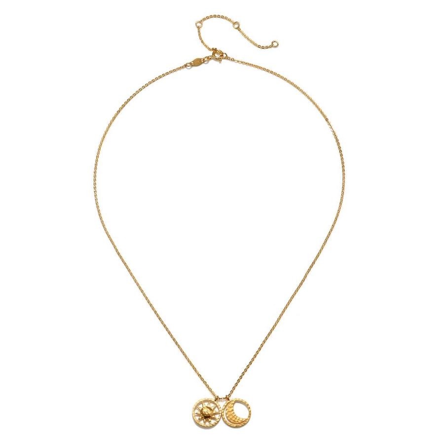 Satya Jewelry Women's Gold Sun and Moon Charm Pendant Necklace 18-Inch