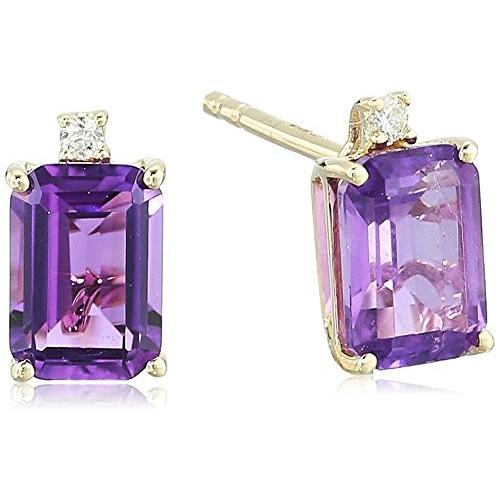 Effy Women's 14K Yellow Gold Purple Amethyst/Diamond Stud Earrings, On