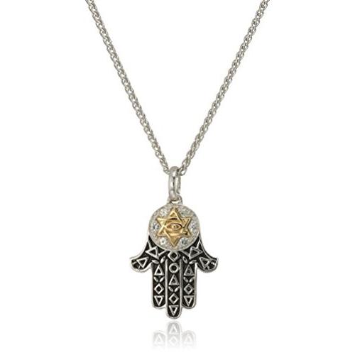 Effy Womens 925 Sterling Silver/18K Yellow Gold White Sapphire Pendant