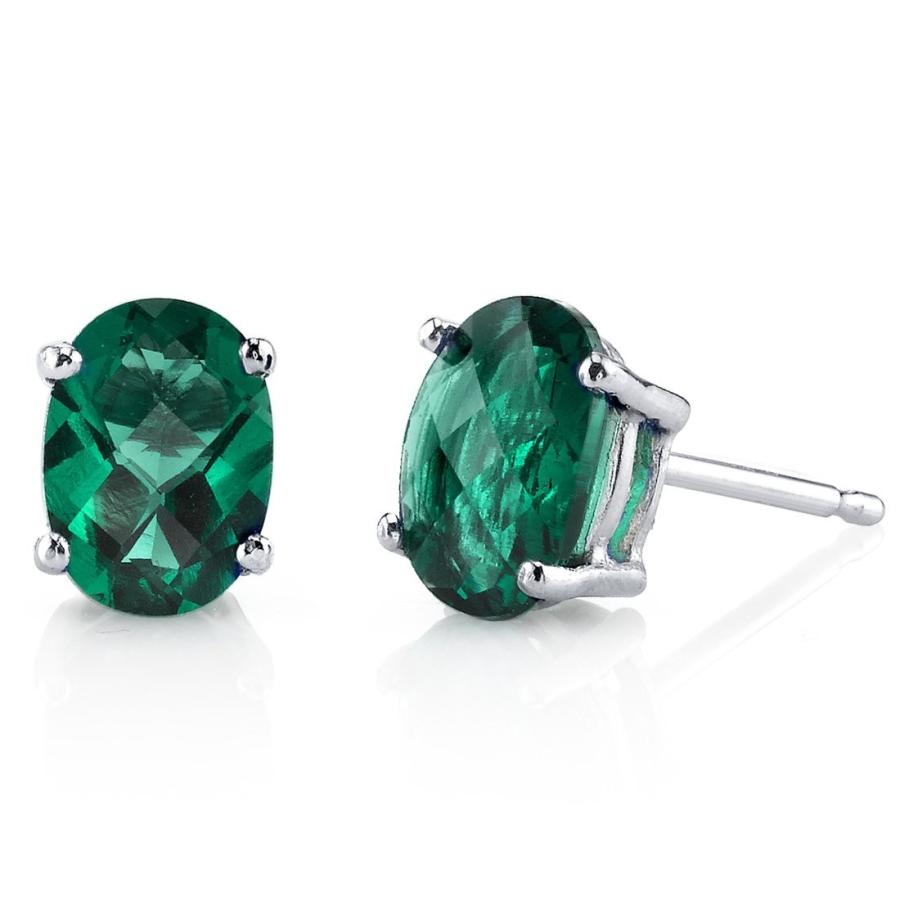 驚きの安さ 14 Karat White Gold Oval Shape 1 50 Carats Created Emerald Stud Earrin 即納特典付き Web Escgroup Com