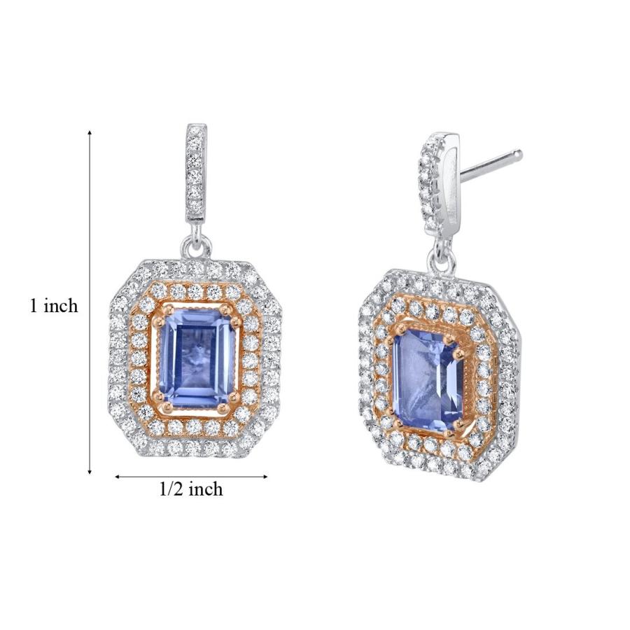 Simulated Tanzanite Two-Tone Sterling Silver Octagon Poise Earrings