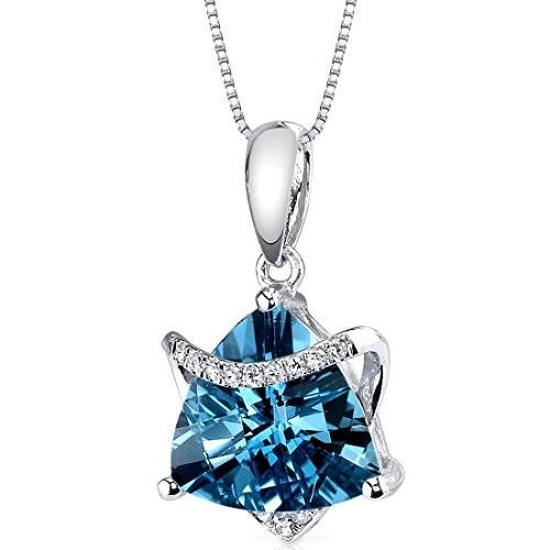 14 Karat White Gold Trillion Cut 2.57 carats London Blue Topaz Diamond