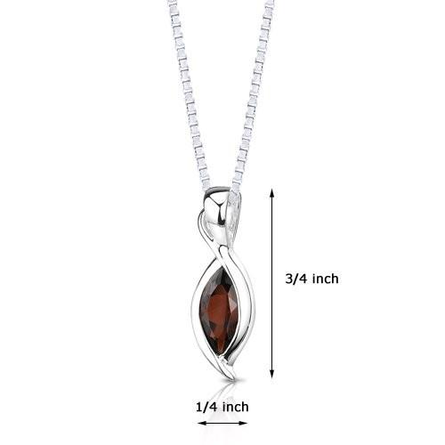 Garnet Pendant Necklace Sterling Silver Marquise Shape 1.25 Carats :20190420002104 01421 b:twilight shop