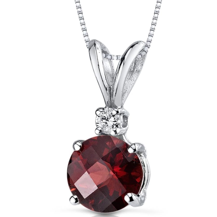 14 Karat White Gold Round Cut 1.50 Carats Garnet Diamond Pendant