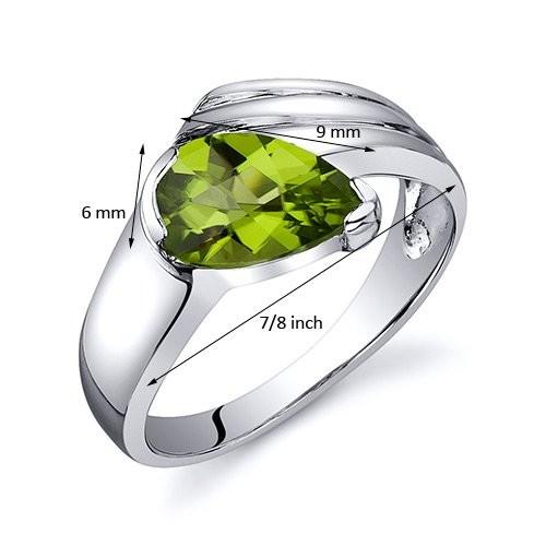 買い販促品 Peridot Ring Sterling Silver Rhodium Nickel Finish Pear