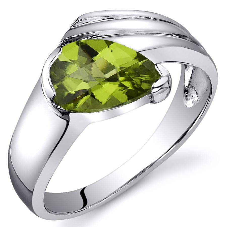 買い販促品 Peridot Ring Sterling Silver Rhodium Nickel Finish Pear