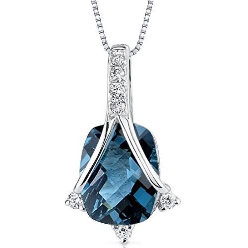 14 Karat White Gold Cushion Cut 2.26 carats London Blue Topaz Diamond White Gold Cushion Cut Diamond Engagement Ring - 001-100-01313