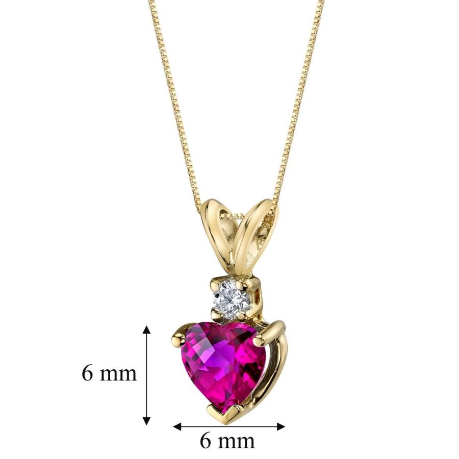 コンビニ受取対応商品】 Shape Heart Gold Yellow Karat 14 1.00 Pend Diamond Ruby Created  Carats ネックレス、ペンダント - vesismin.com