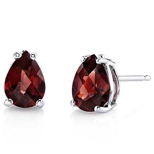 14 Karat White Gold Pear Shape 1.75 Carats Garnet Stud Earrings Pear Straight Ring in 14k White Gold | Gabriel \u0026 Co. ER12299P6W44JJ