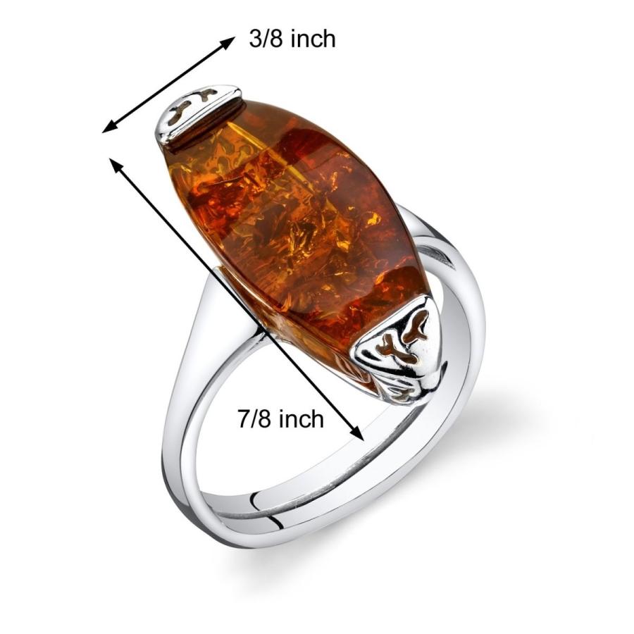 Baltic Amber Gallery Ring Sterling Silver Cognac Color Size 7｜twilight-shop｜04