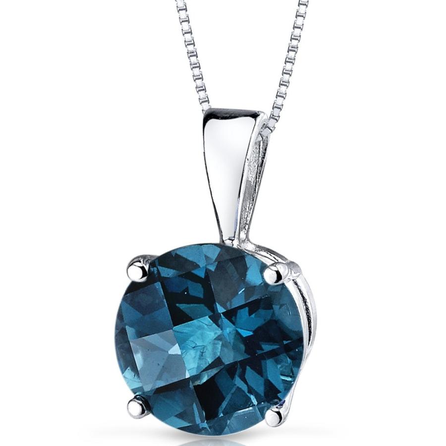 14 Karat White Gold Round Cut 2.50 Carats London Blue Topaz Pendant