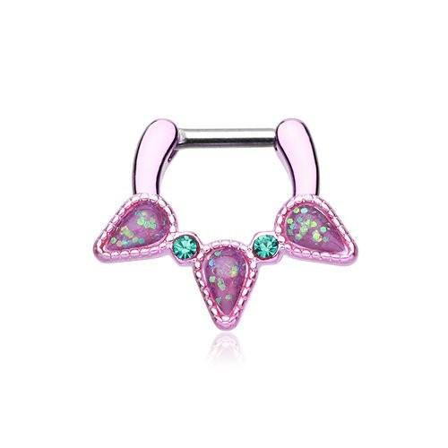 【新作入荷!!】 Jewelry WildKlass Pink Sparkle Purple Opal 6mm 1/4" 14g Clicker Septum ネックレス、ペンダント