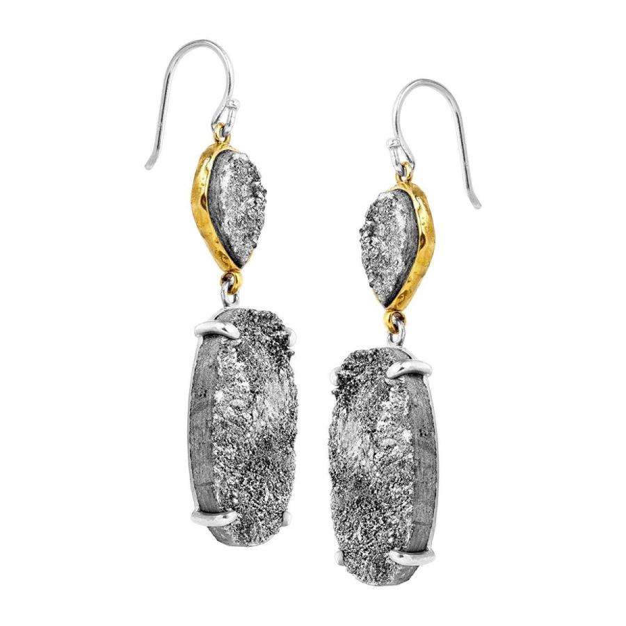 Silpada 'Glisten Up' Grey Druzy Drop Earrings in Sterling Silver & Bra