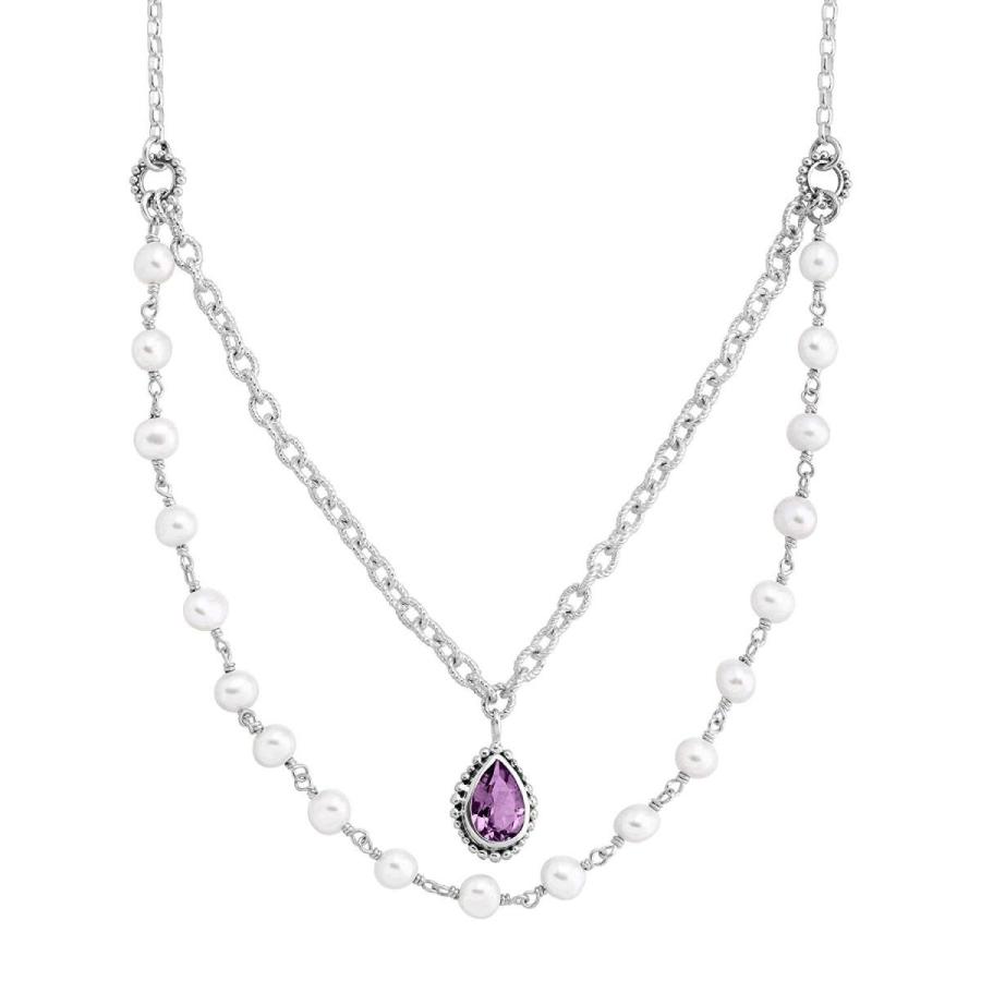 Silpada 'Sunset' Natural Amethyst & 5-5.5 mm Freshwater Cultured Pearl