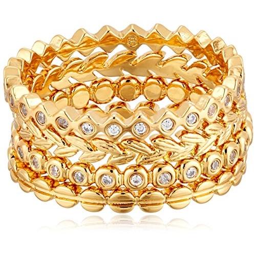 gorjana Women's Mini Stackable Ring Set White Cz/Gold Ring