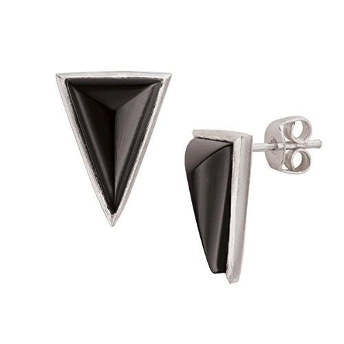 Silpada 'Triangle Edge' Natural Black Agate Stud Earrings in Sterling