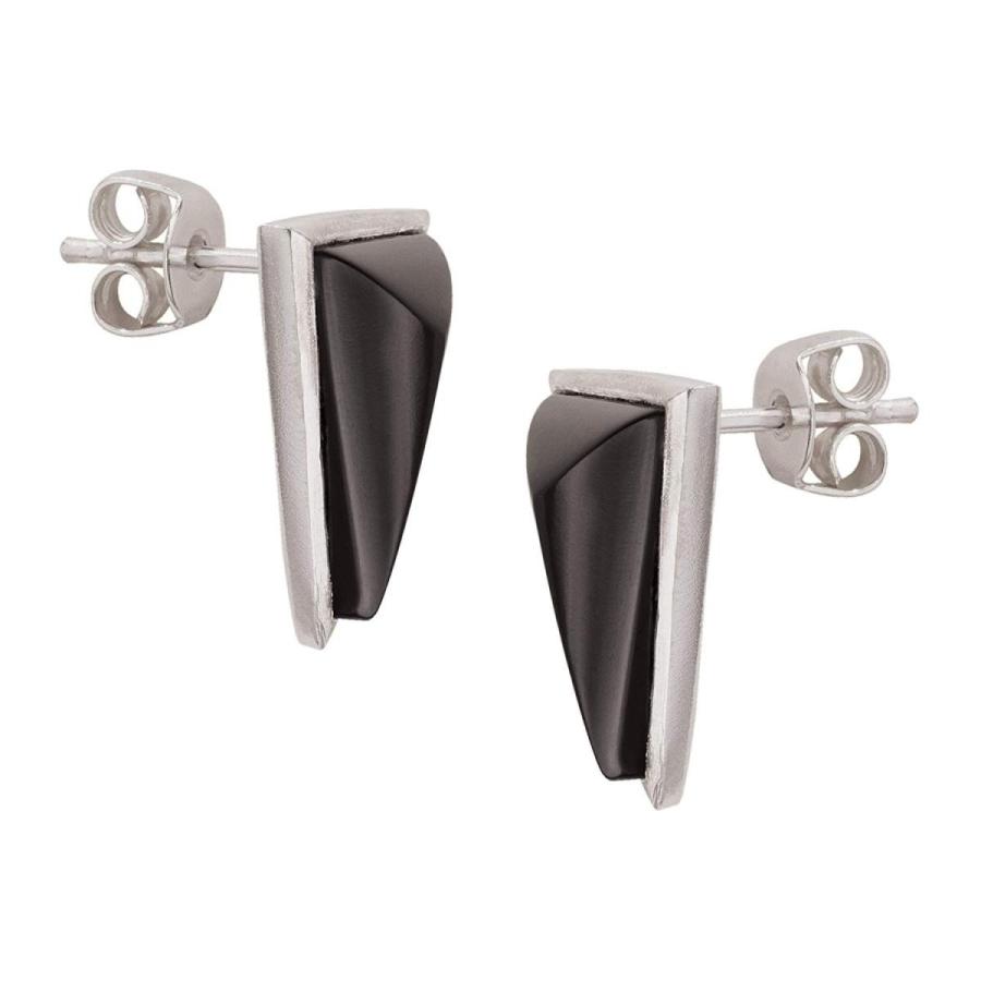Silpada 'Triangle Edge' Natural Black Agate Stud Earrings in Sterling
