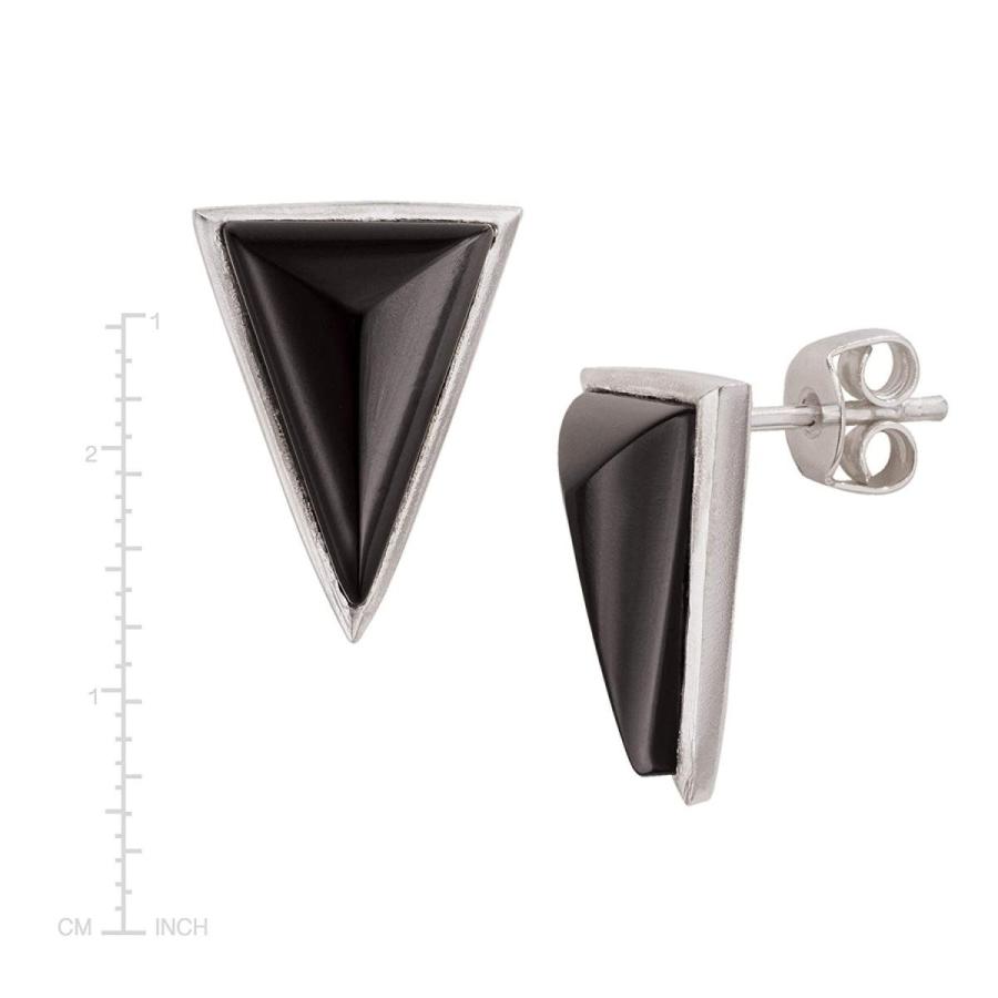 Silpada 'Triangle Edge' Natural Black Agate Stud Earrings in Sterling