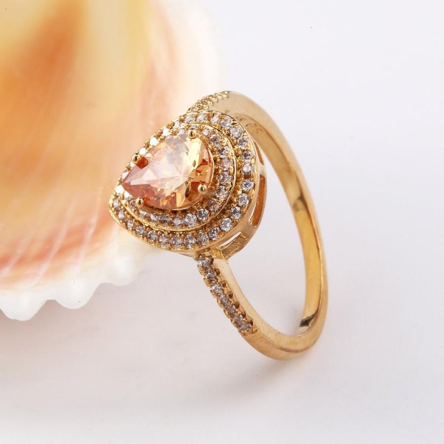 GULICX Cubic Zirconia Solitaire Party Ring Teardrop Light Brown CZ Ann :20190421143215 01321 b:twilight shop