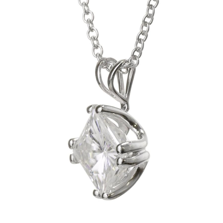 Forever Classic Square Cut 6.0mm Moissanite Pendant Necklace, 1.30ct D