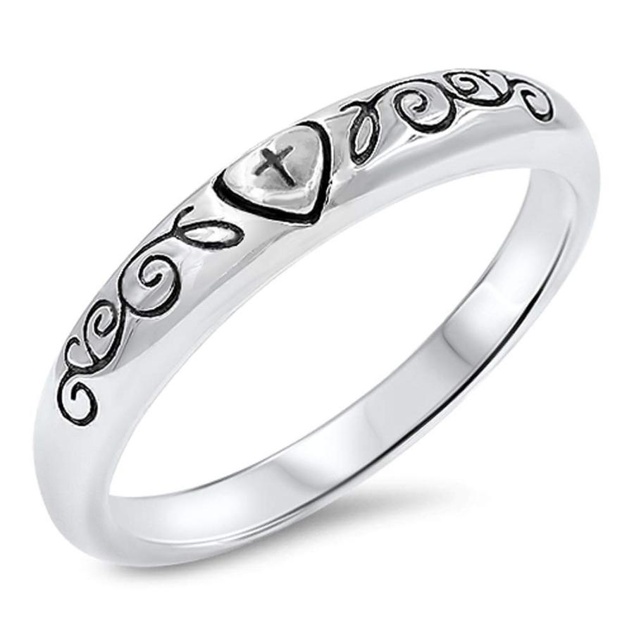 大放出セール】 Cross Heart Vine Swirl Purity Love Ring New .925 Sterling Silver  Band ネックレス、ペンダント - ccoaib.rw