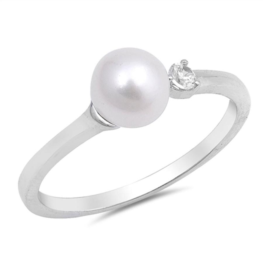 格安saleスタート White Cz Simulated Pearl Fashion Ring New 925 Sterling Silver Band Si ネックレス ペンダント Www Oroagri Eu
