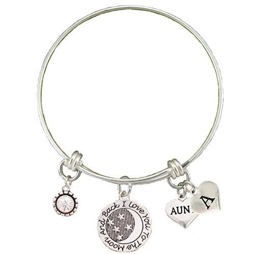 【ポイント10倍】 Silver Moon The To You Love Aunt Custom Wire C Initial Choose Bracelet ネックレス、ペンダント