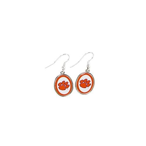 【オープニング 大放出セール】 Tigers Clemson Orange CU Jewelry Earrings Wire Hook French Oval White ネックレス、ペンダント