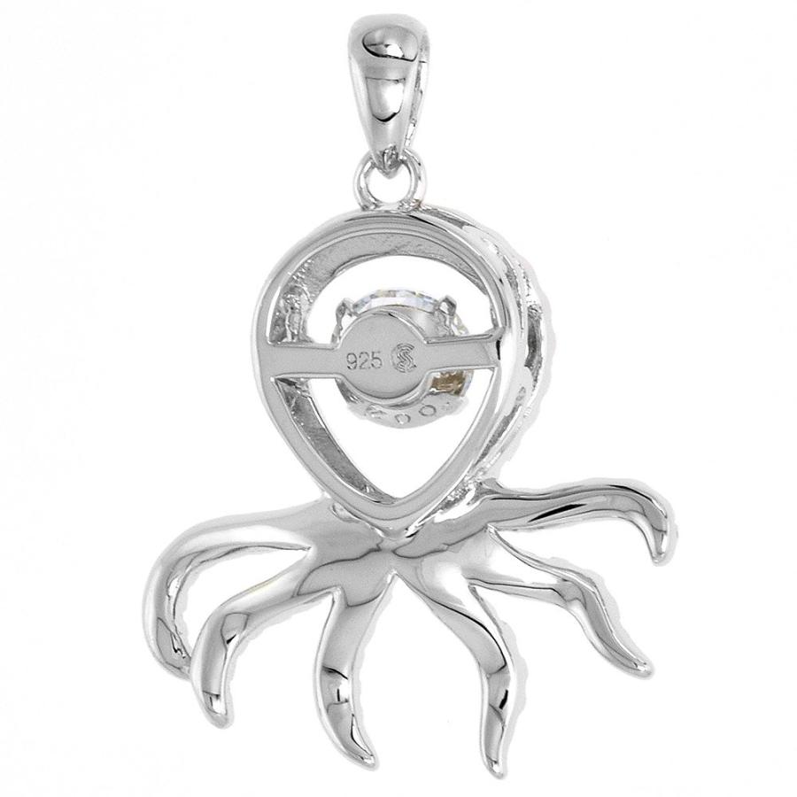 Sterling silver Dancing CZ Octopus Necklace Micro Pave 18 inch_RL30H