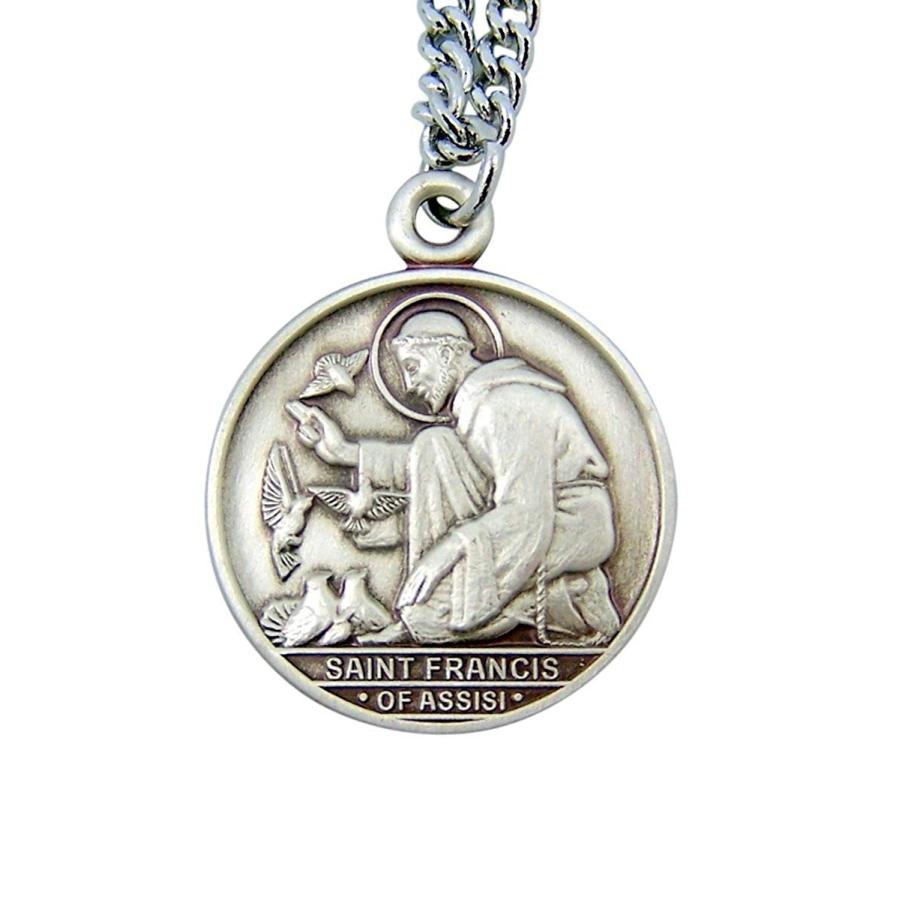 Sterling Silver Saint Francis of Assisi with Birds Round Medal Pendant ...