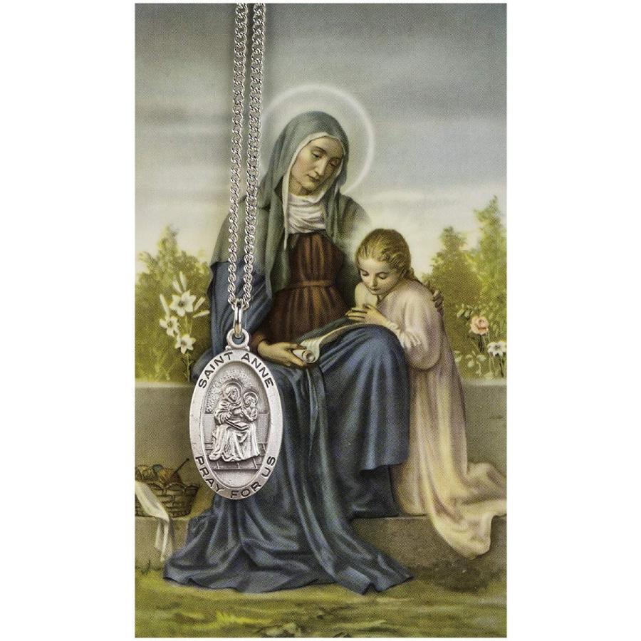 激安先着 7/8-inch Anne Saint Pewter Car Prayer Holy with Necklace Pendant Medal ネックレス、ペンダント